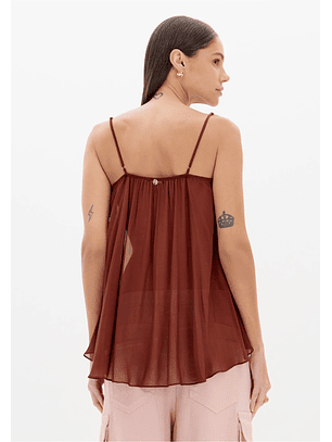 Top de Alças com Renda Castanho - Lança Perfume