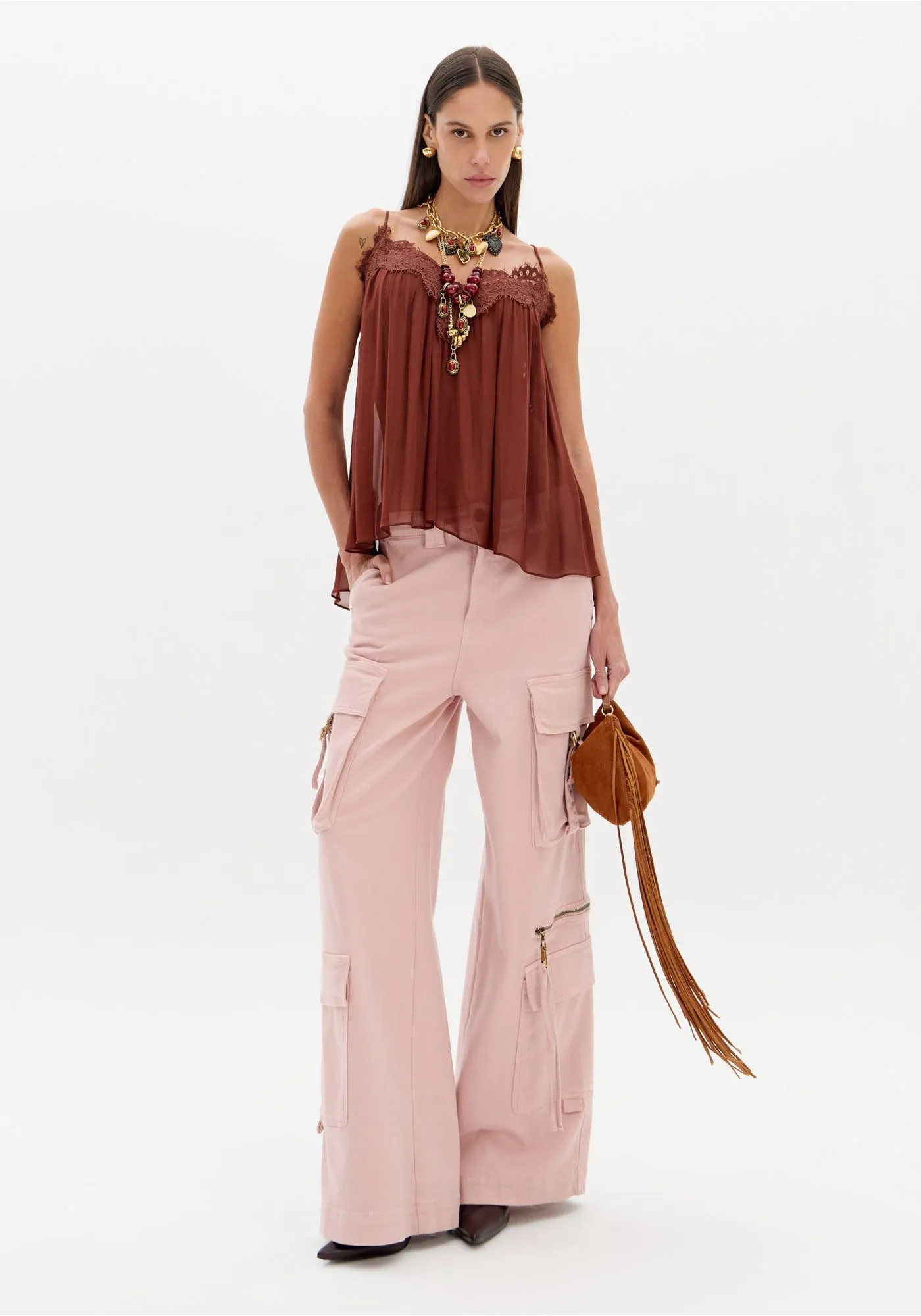 Top de Alças com Renda Castanho - Lança Perfume 4