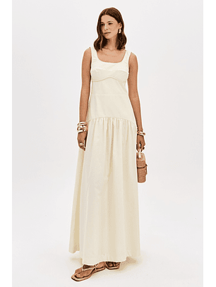 Vestido Comprido Riscas Amarelo - Lança Perfume 