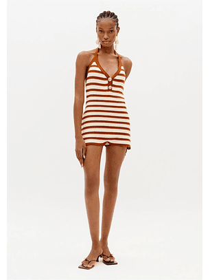 Macaquinho Ricas Cru e Camel - Lança Perfume