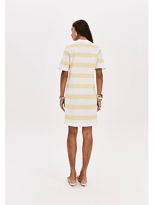 Vestido T-shirt Riscas Amarelo - Lança Perfume 