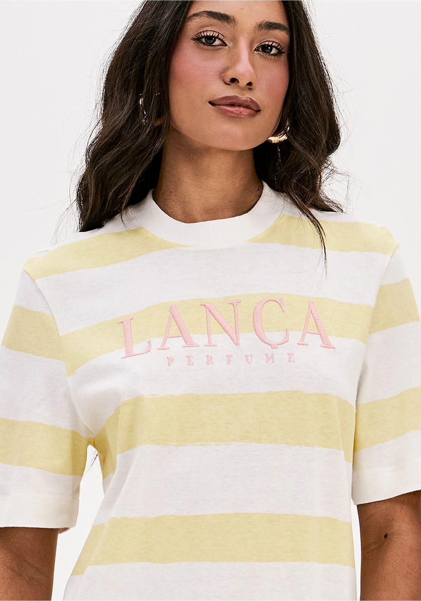 Vestido T-shirt Riscas Amarelo - Lança Perfume  4