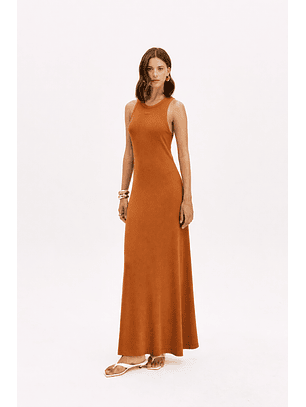 Vestido Canelado de Cavas Camel - Lança Perfume 