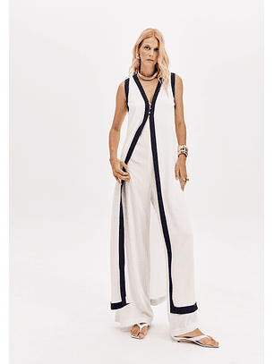 Macacão Comprido Azul e Barnco - Lança Perfume