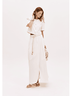 Saia com cinto Corda Comprida Branco - Lança Perfume 