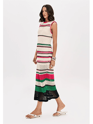 Vestido Comprido em Tricô Multi - Lança Perfume