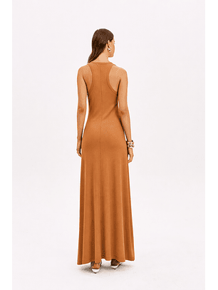 Vestido Canelado de Cavas Camel - Lança Perfume 