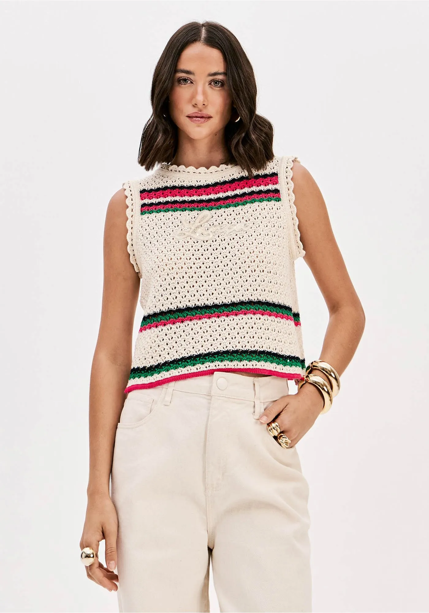 Top de cavas Tricô Bege Multi - Lança Perfume 1