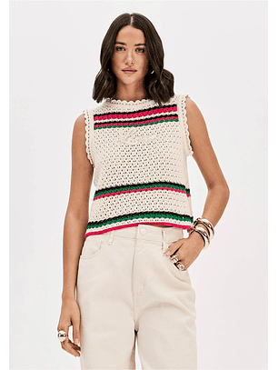 Top de cavas Tricô Bege Multi - Lança Perfume