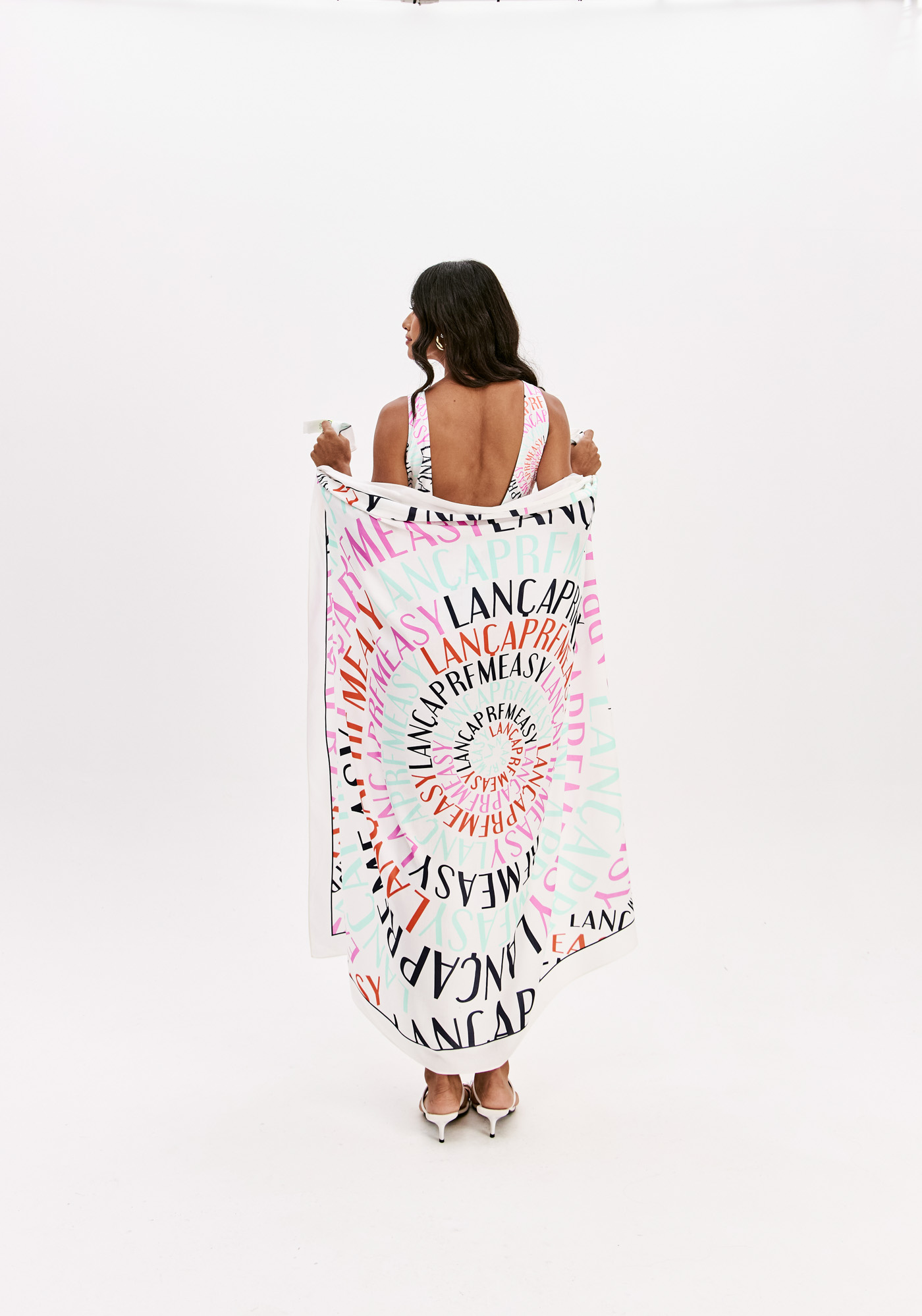Lenço Pareu FRACTAL NAME Branco Multi - Lança Perfume  4