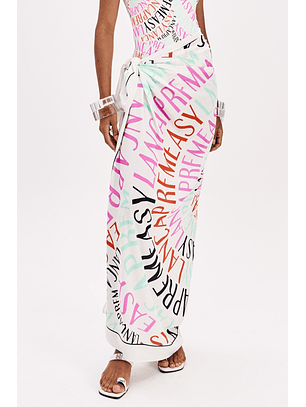 Lenço Pareu FRACTAL NAME Branco Multi - Lança Perfume 