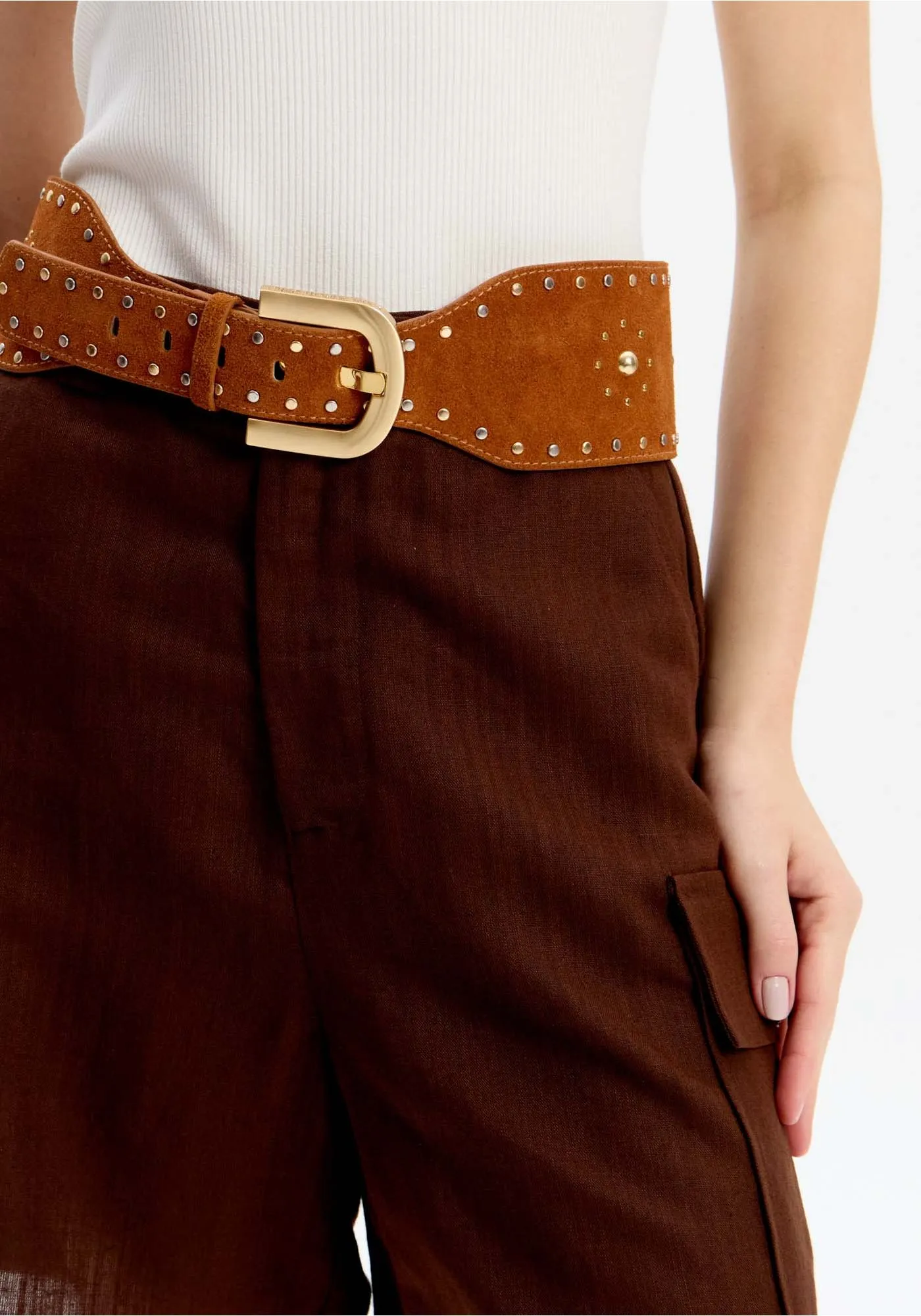 Cinto Largo Camurça Camel - Lança Perfume  5