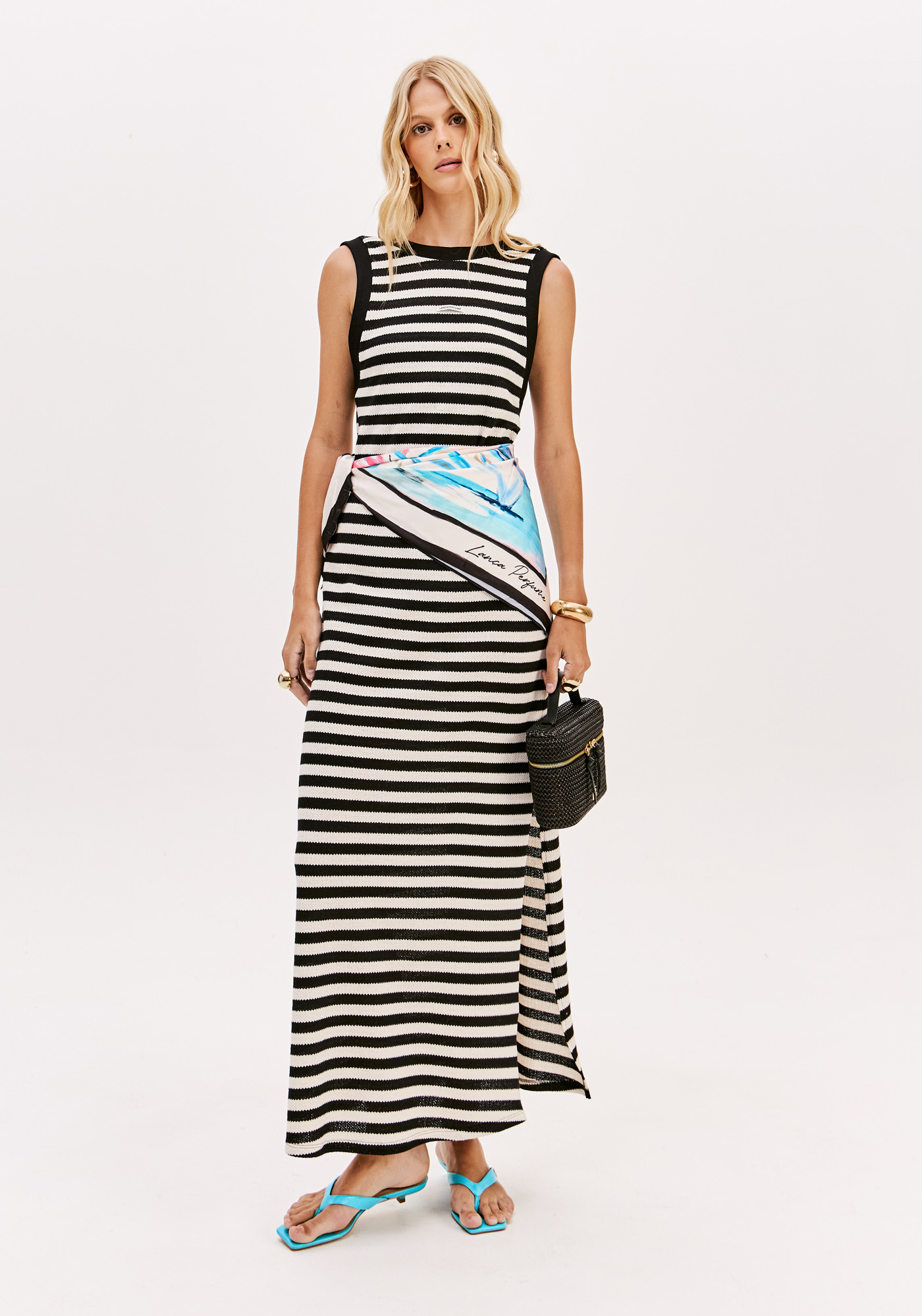 Vestido Comprido Riscas Preto e Branco - Lança Perfume 5