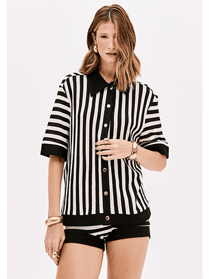 Camisa Riscas Preto e Branco - Lança Perfume 