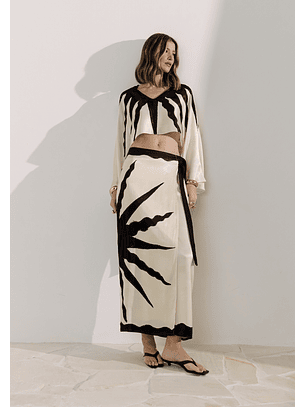 Saia Comprida MARSELHA Preto e Branco - Lança Perfume