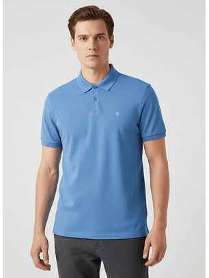 Polo Clássico Pique Azul - Calvin Klein 