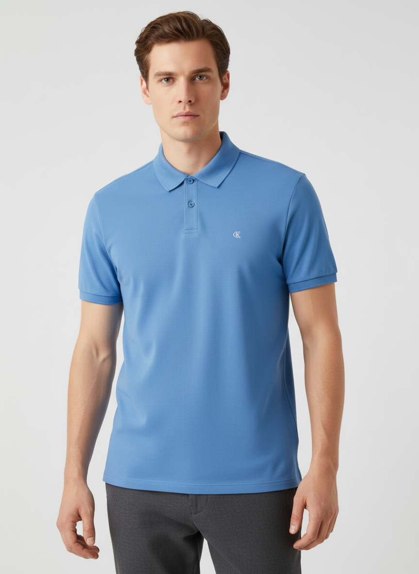 Polo Clássico Pique Azul - Calvin Klein  1