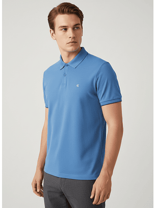 Polo Clássico Pique Azul - Calvin Klein 