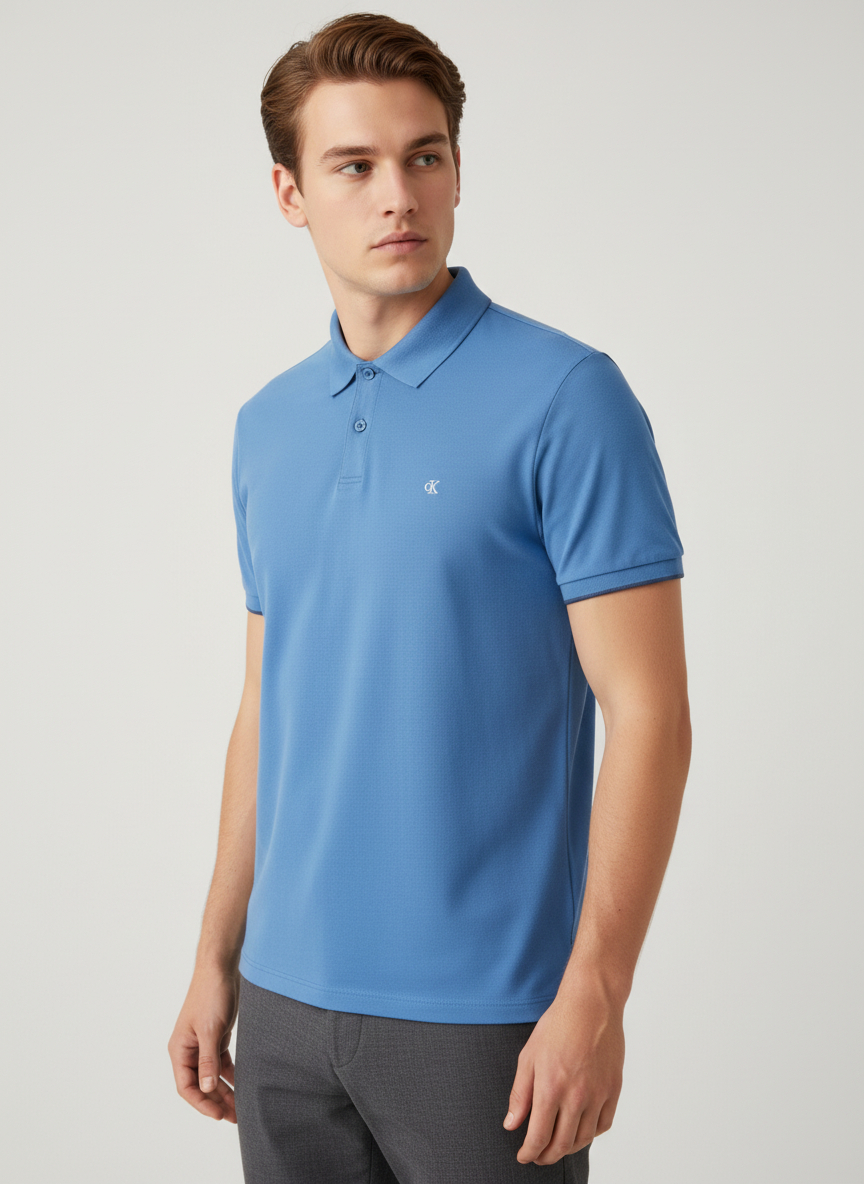 Polo Clássico Pique Azul - Calvin Klein  2