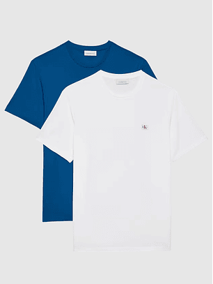 Pack 2 T-shirts Badge Azul + Branco - Calvin Klein