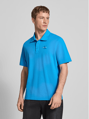 Polo Casual Pique Azul Forte - Calvin Klein 