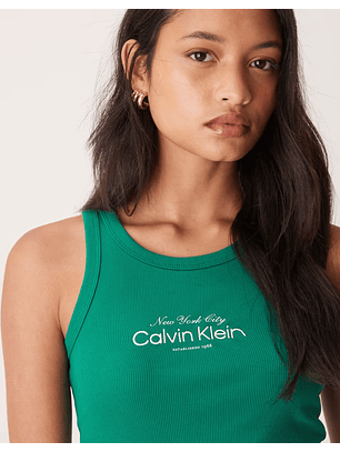 Top de Cavas Canelado New York Verde - Calvin Klein