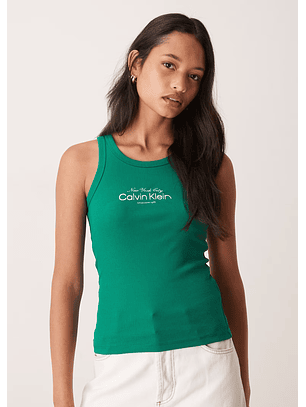 Top de Cavas Canelado New York Verde - Calvin Klein