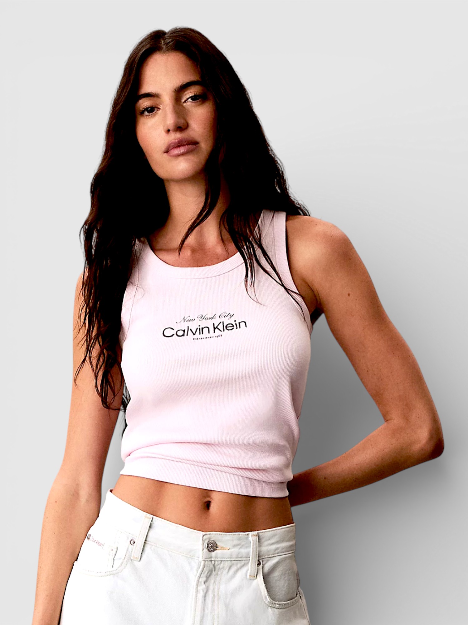 Top de Cavas Canelado New York Rosa - Calvin Klein 1