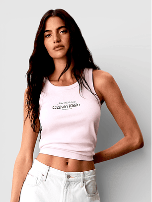 Top de Cavas Canelado New York Rosa - Calvin Klein