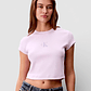 T-shirt Curta Canelada Lilás - Calvin Klein  - Thumbnail 1