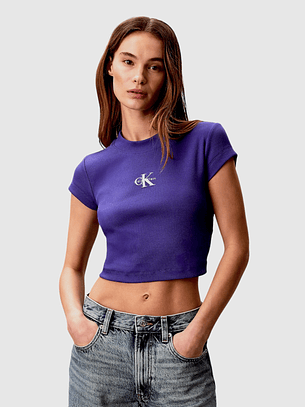 T-shirt Curta Canelada Roxo  - Calvin Klein
