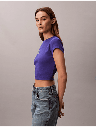 T-shirt Curta Canelada Roxo  - Calvin Klein