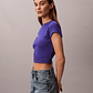 T-shirt Curta Canelada Roxo  - Calvin Klein - Thumbnail 2