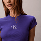T-shirt Curta Canelada Roxo  - Calvin Klein - Thumbnail 4