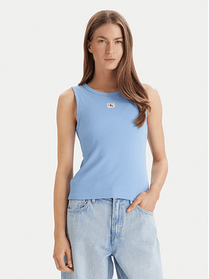 Top de Cavas Canelado Badge Azul - Calvin Klein 