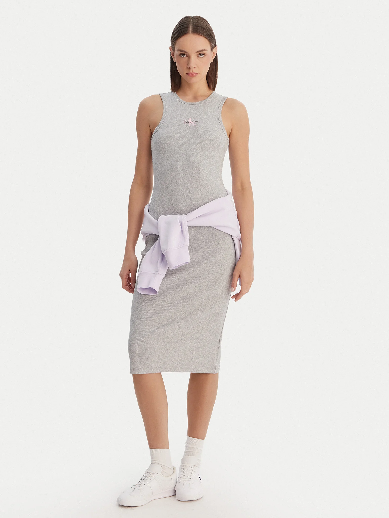Vestido Midi Canelado Cinza - Calvin Klein  3
