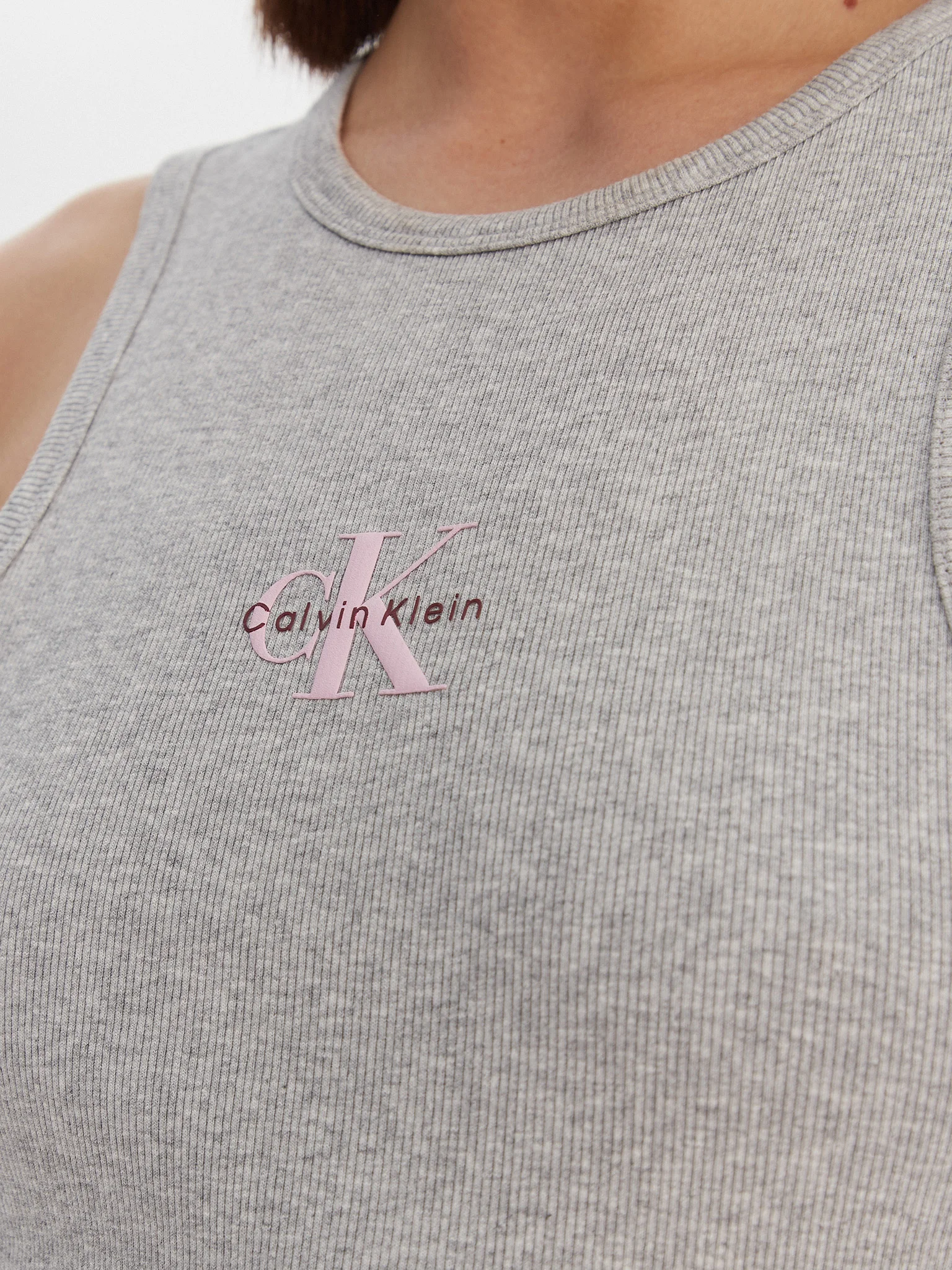 Vestido Midi Canelado Cinza - Calvin Klein  5