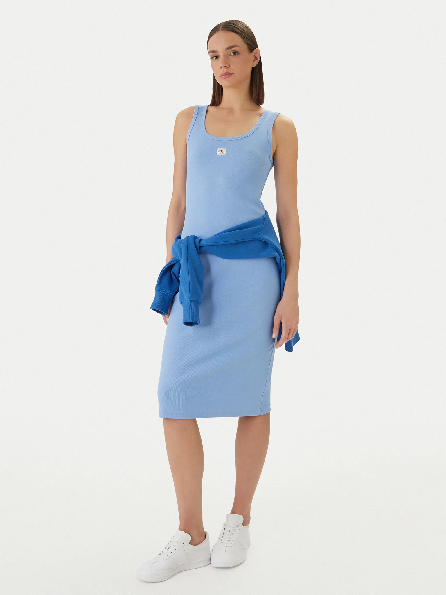 Vestido de Cavas Canelado Azul - Calvin Klein  3