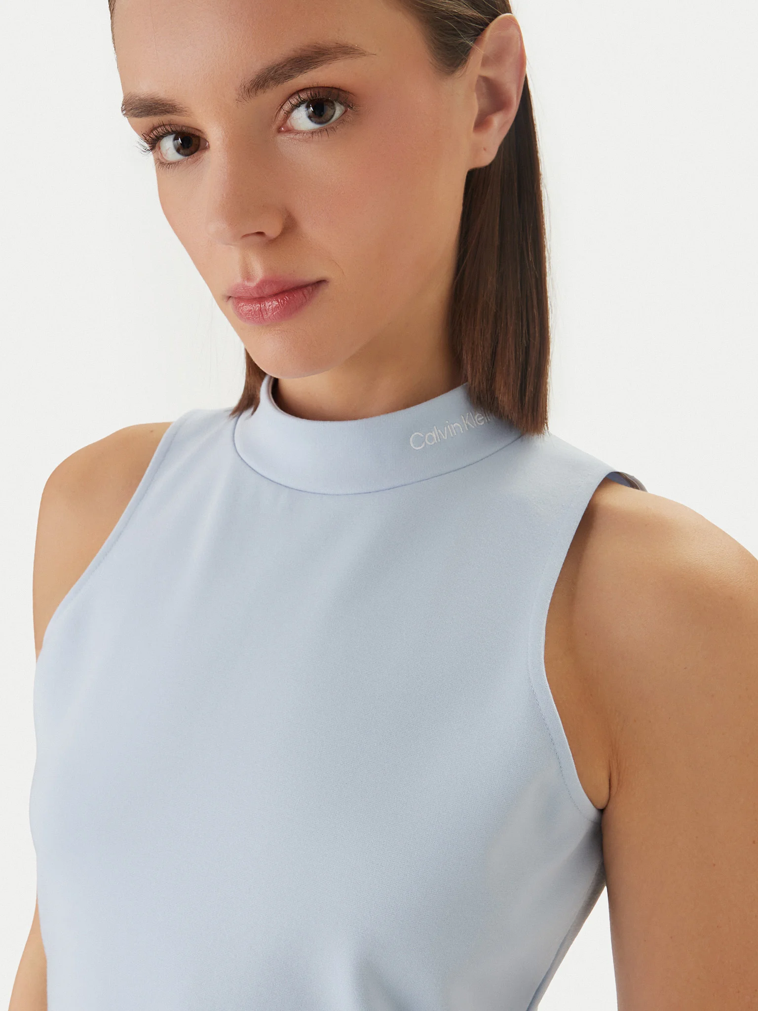 Vestido Curto de Cavas Azul Claro - Calvin Klein 5