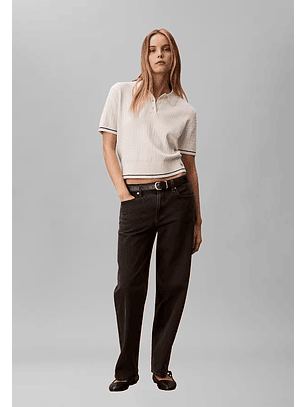 Polo Malha Entrançada Branco - Calvin Klein 