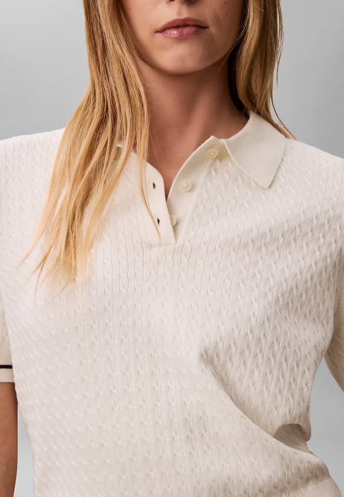 Polo Malha Entrançada Branco - Calvin Klein  4