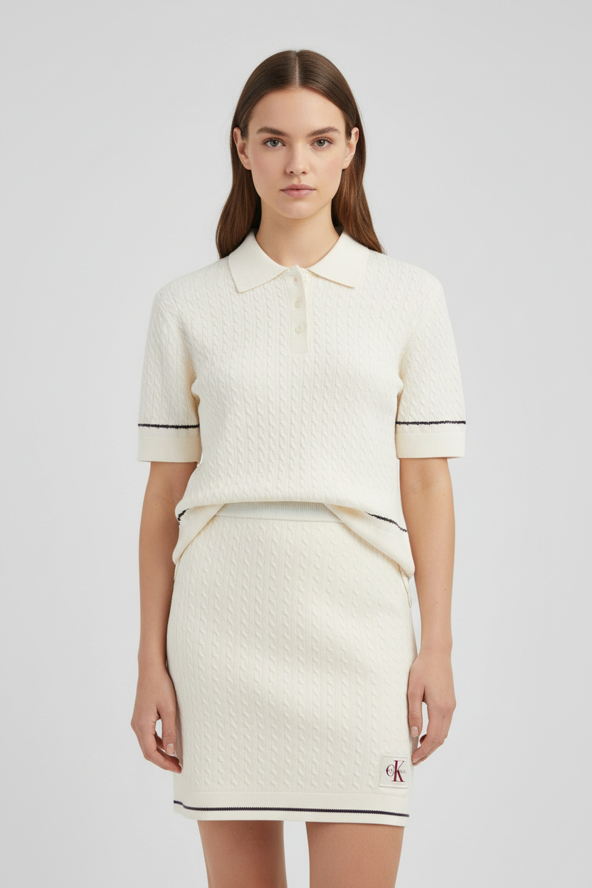Saia Curta Malha Entrançada Branco - Calvin Klein 3