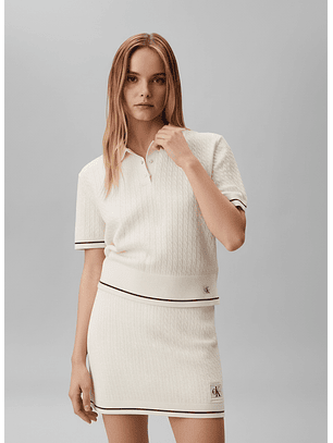 Saia Curta Malha Entrançada Branco - Calvin Klein
