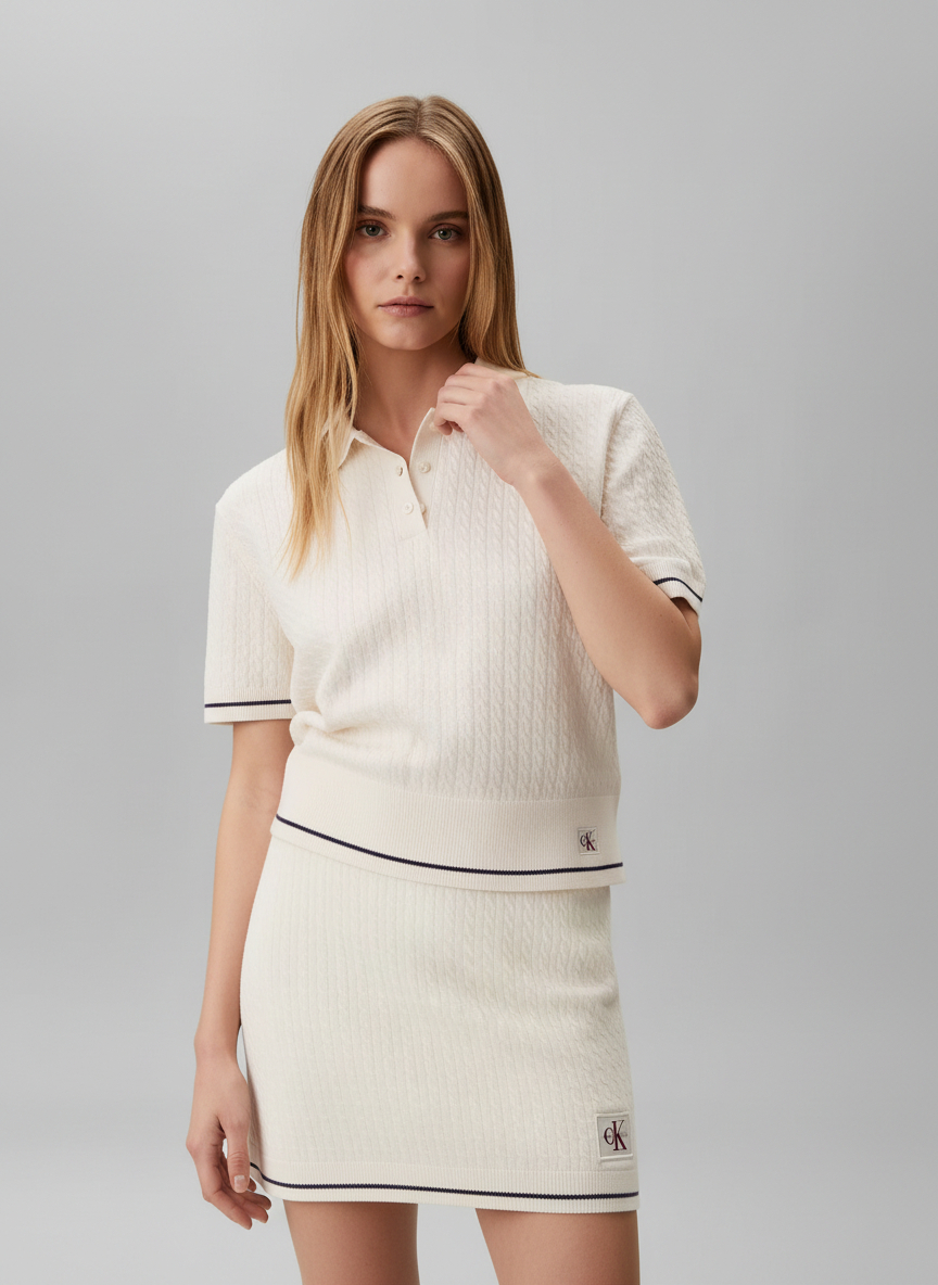Saia Curta Malha Entrançada Branco - Calvin Klein 2