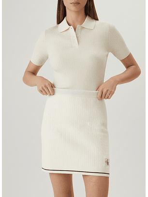 Saia Curta Malha Entrançada Branco - Calvin Klein
