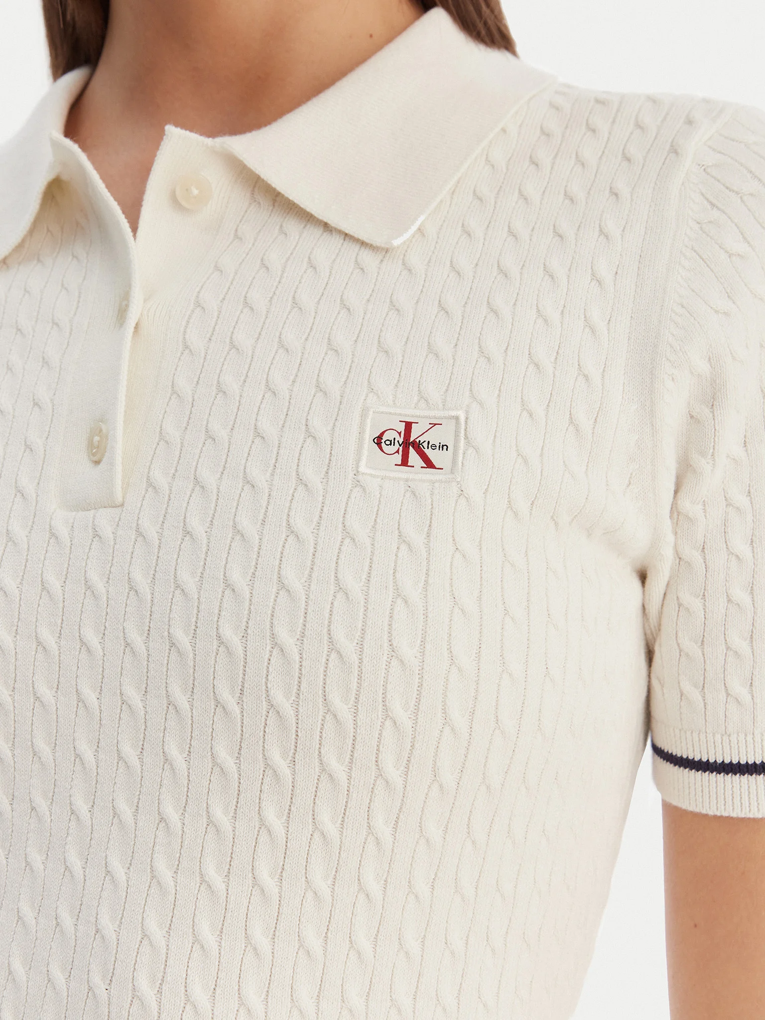 Vestido Curto em Malha Entraça Branco - Calvin Klein  5