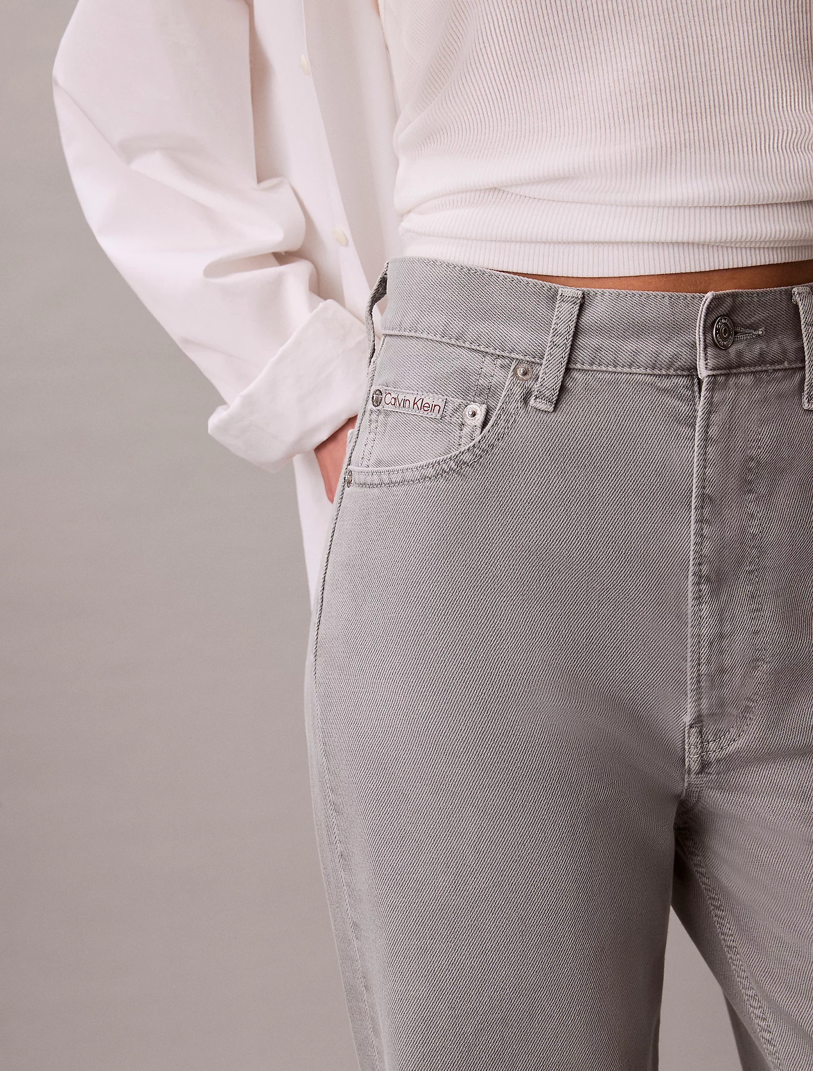 Calças Wide Leg Ganga Cinza - Calvin Klein 4