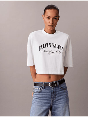 T-shirt Oversize e Curta Branco - Calvin Klein