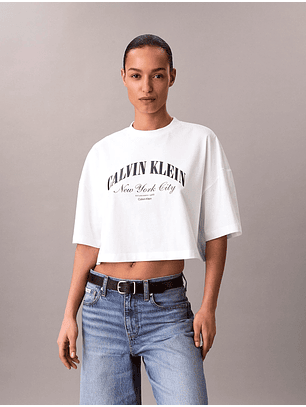 T-shirt Oversize e Curta Branco - Calvin Klein