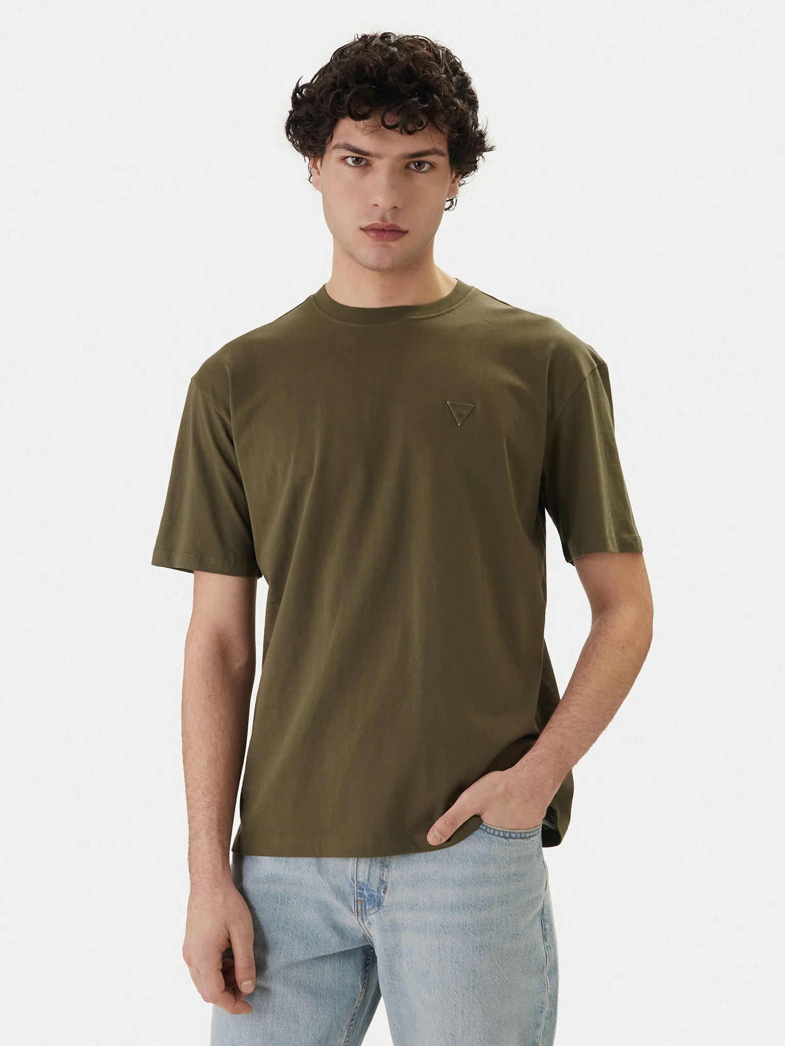 T-shirt Regular Mini Triângulo Verde - Guess  1